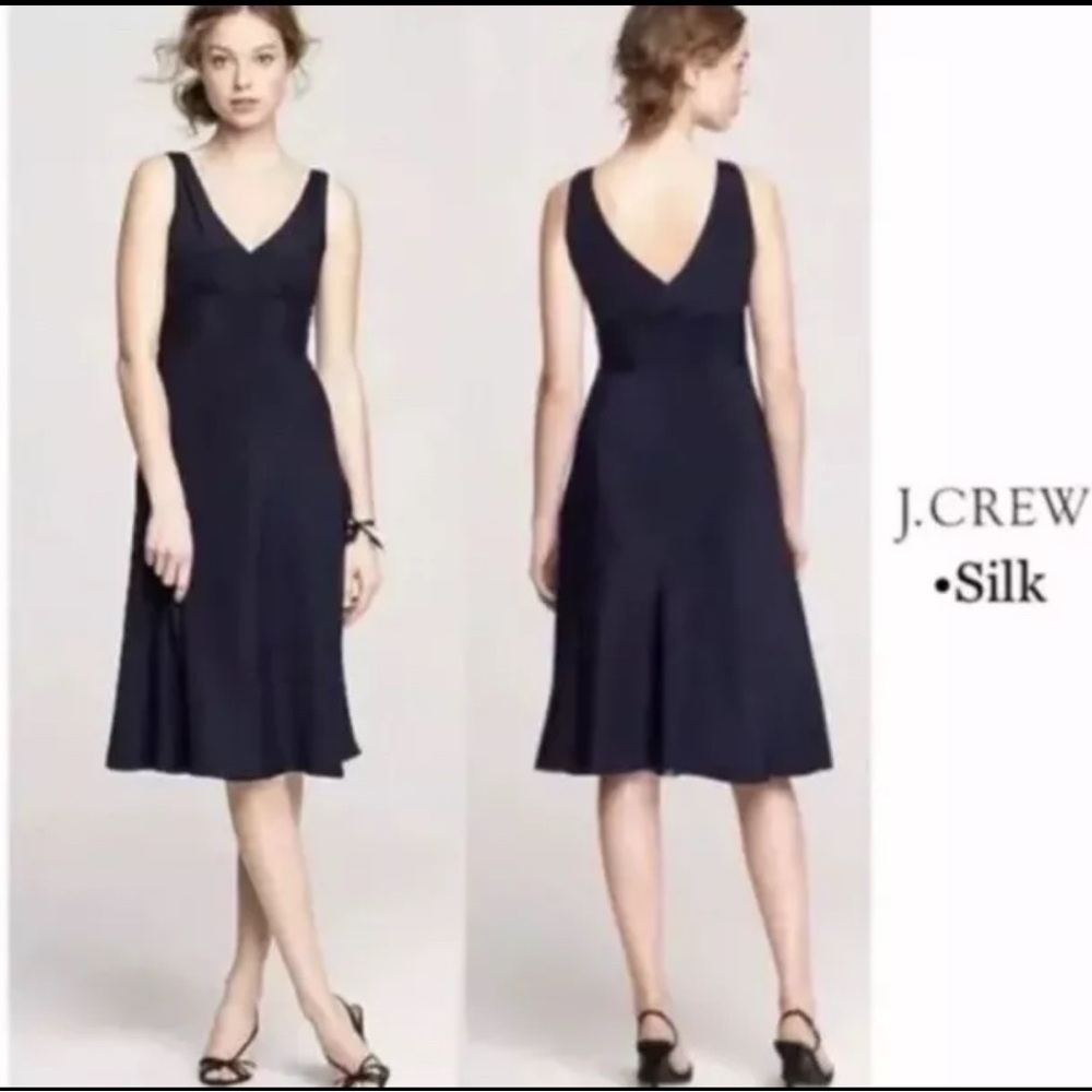 J.CREW Women's 6 Black 100% Silk Crepe Sophia Sleeveless Midi Dress